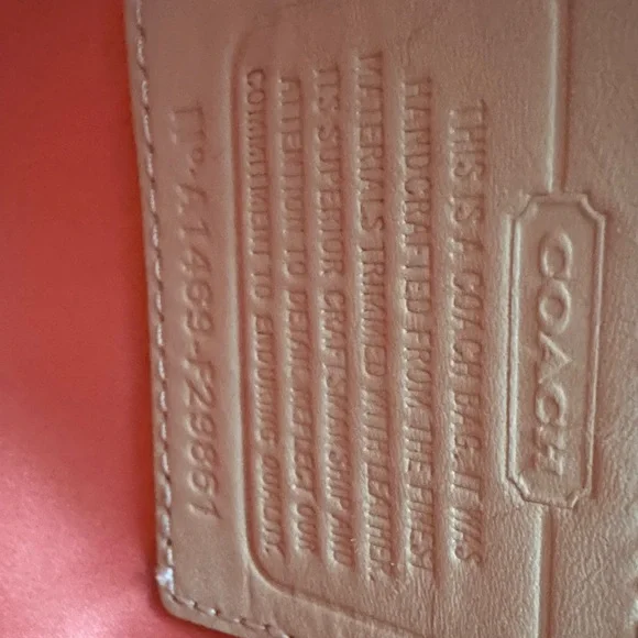 Coach Floral Straw Tote Bag with Tan and Coral Accents EUC - Picture 10 of 13